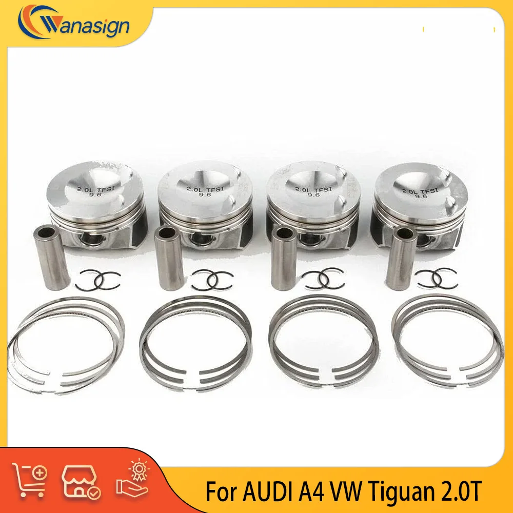 

Engine Parts Piston & Rings Set Pin 21mm Fit 2.0 L L4 Gas EA888 For VW GTI Tiguan AUDI 2.0L 06H107065AA 06H107065AB
