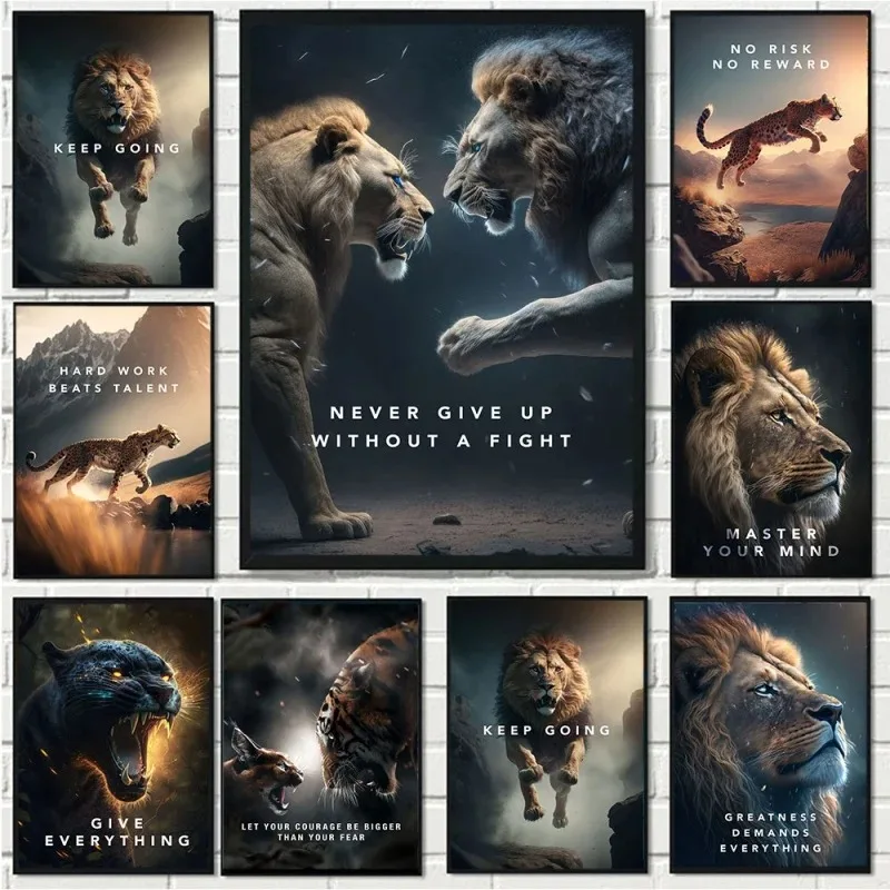 Современный абстрактный настенный постер с изображением животных без рамы, печать на холсте, водонепроницаемые чернила для офиса Современный абстрактный настенный постер с изображением животных без рамы, печать на холсте, водонепроницаемые чернила для офиса