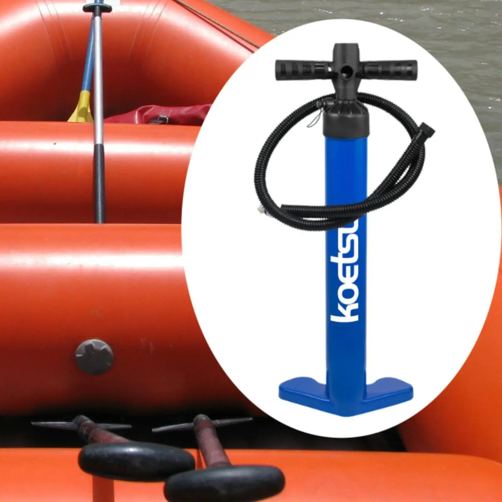 Doppeltwirkende Pumpe, Handpumpe mit Fußstütze und Schlauch, leichte Luftpumpe, aufblasbare Pumpe für Strand, Wassersport, Paddle-Board