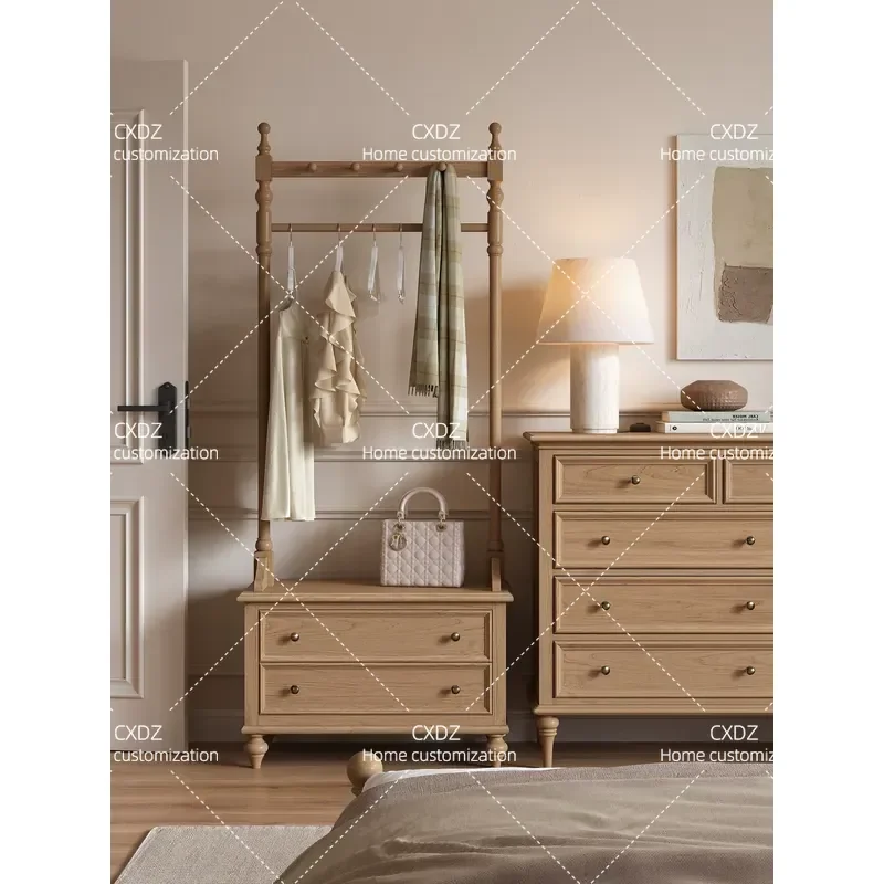 natural wind solid wood coat rack floor-to-ceiling bedroom bedside table household removable vertical hanger log color
