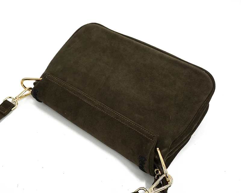 Borsa a tracolla laterale con frange e anello in nubuck in vera pelle scamosciata moda femminile per il tempo libero Borsa elegante quotidiana di
