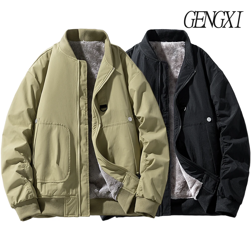 

American-Korean Style Baseball Jacket Autumn/Winter New Arrival Fleece-Lined, Thickened, Windproof & Warm Baseball Collar Jacket