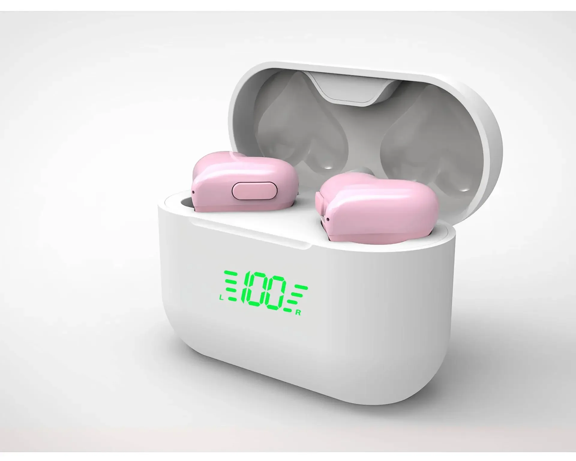 Love model battery display, girls' heart-shaped wireless mini bluetooth headset, in-ear sports HeartBuds.