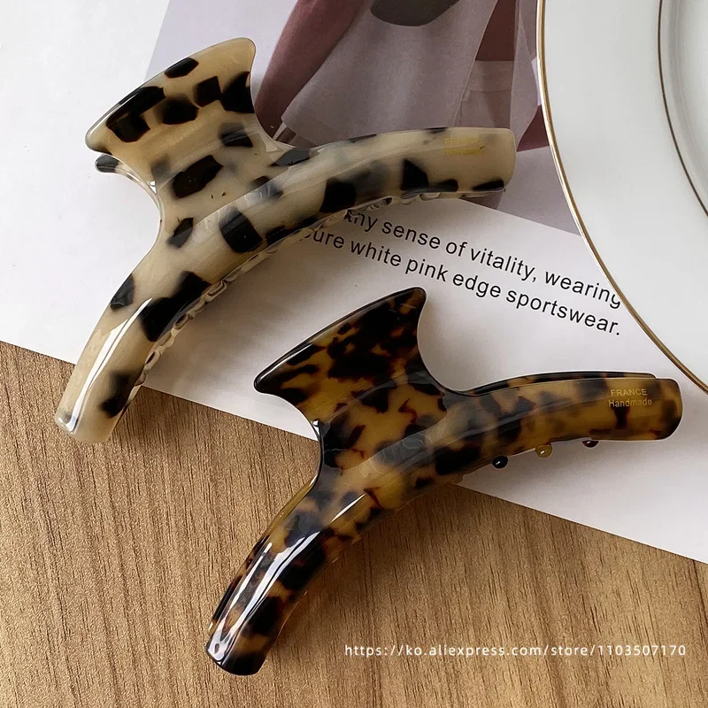 Die kleine Krümmung ist genau richtig ~ Koreanische FRANKREICH große lockige Haarspange mit Leopardenmuster, französische Retro-Pferdeschwanz-Clip