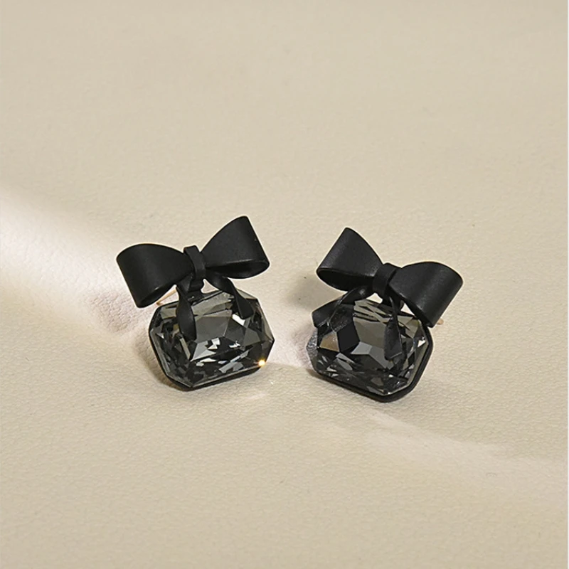 obega original cute black butterfly stud earrings for women korean kawaii black square women\'s earrings 2024 new jewelry gift