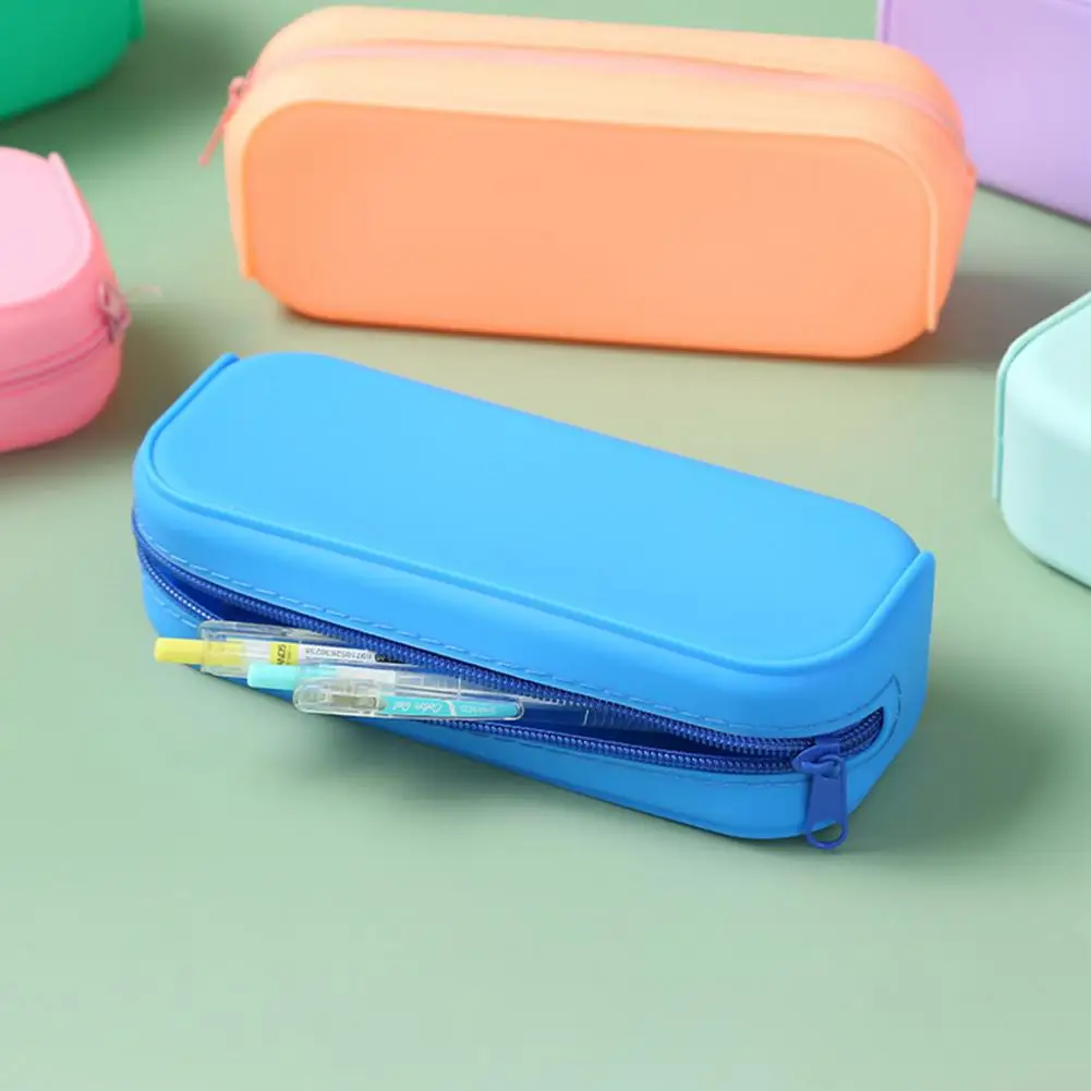 

Silicone Pencil Case Waterproof Zipper Large Capacity Pen Stationery Makeup Storage Bag Student Gift School Supplies