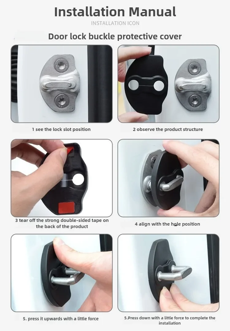 Für Tesla Model 3 Y Juniper Highland 2019-2025 2026 ABS Autotürschloss-Begrenzer Schutzabdeckung Kit Check-Arm-Stopper Verriegelungsschutz – Detail 5