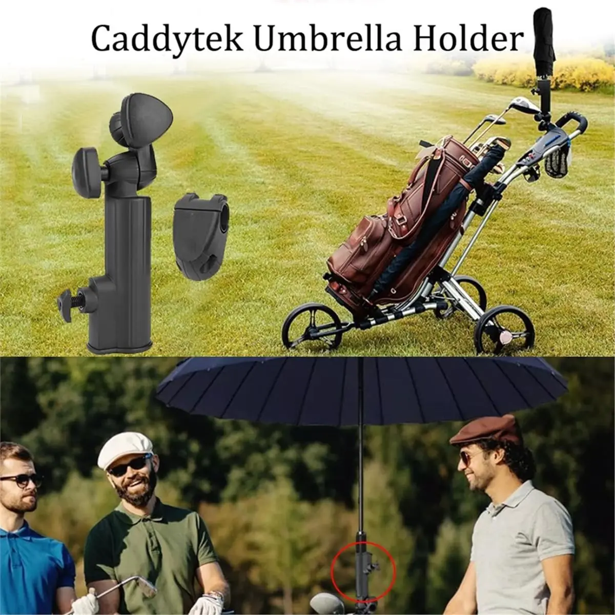 Big Discount Universal Golf Cart Umbrella Holder, Made of Black Nylon and Plastic, Suitable for Golf Carts.