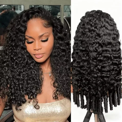 Imagen 2 del producto Pelucas de cabello humano rizado birmano 12A de 40 pulgadas, rizos brasileños Pixie, peluca Frontal de encaje transparente 250% para mujeres, peluca rizada birmana