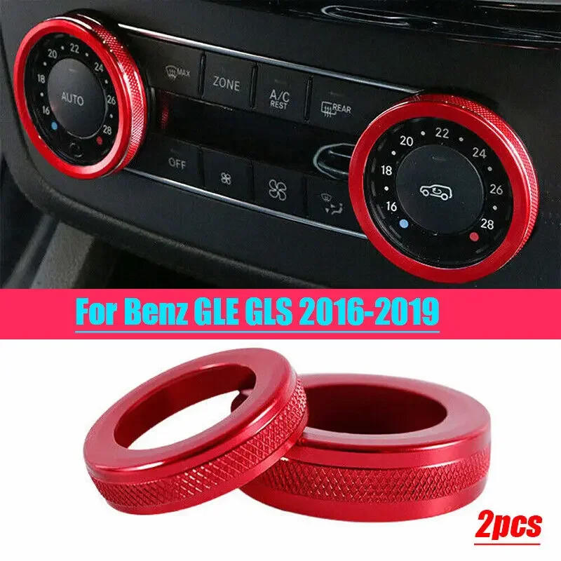For Benz GLE GLS 2016-2019 Red Aluminum Air Conditioner Button Knob Cover Trim