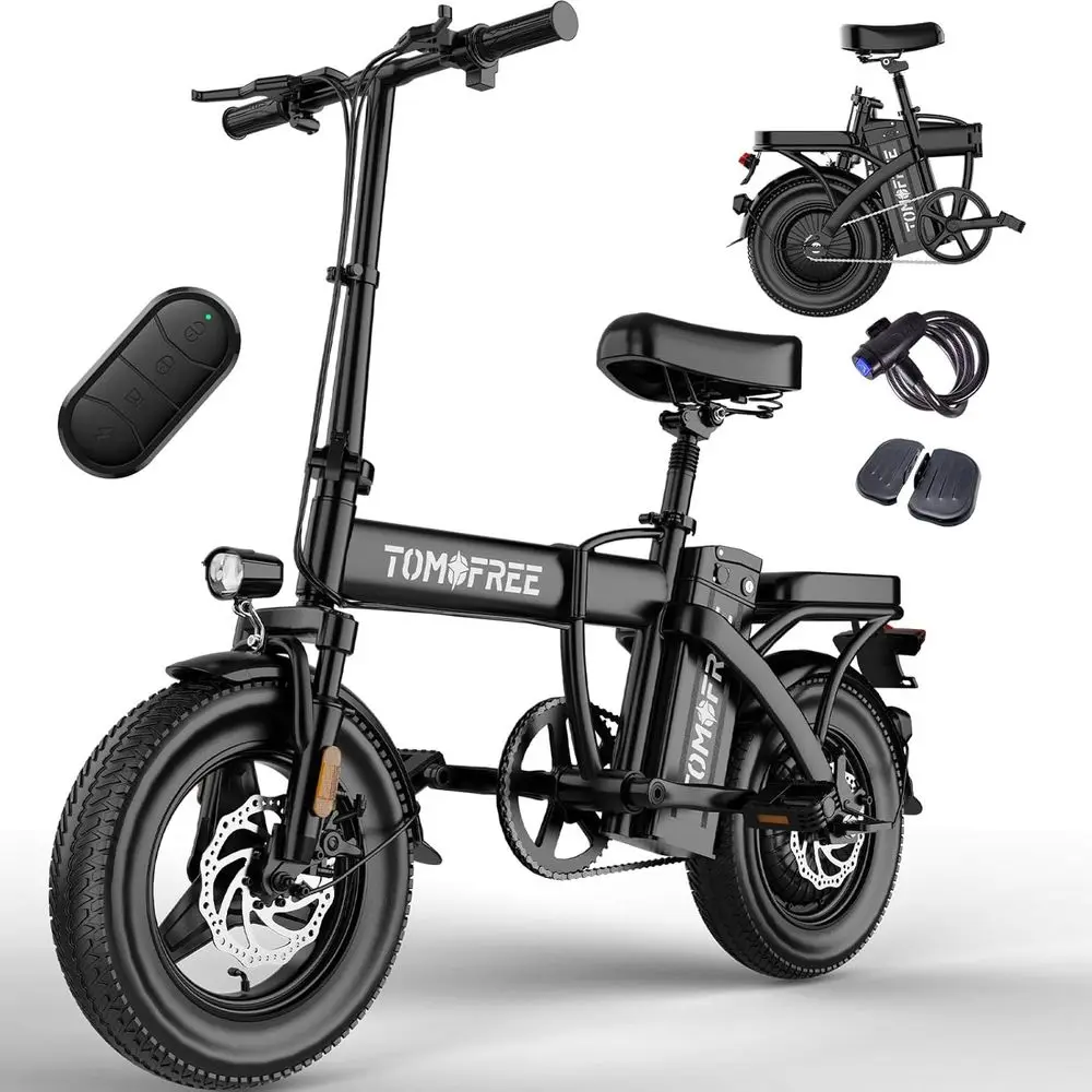 

Adults 20-24MPH 750W Electric Bike, 48V 20AH Battery, 40-Mile Range, 10 Shock Absorbers, 14'' Tires