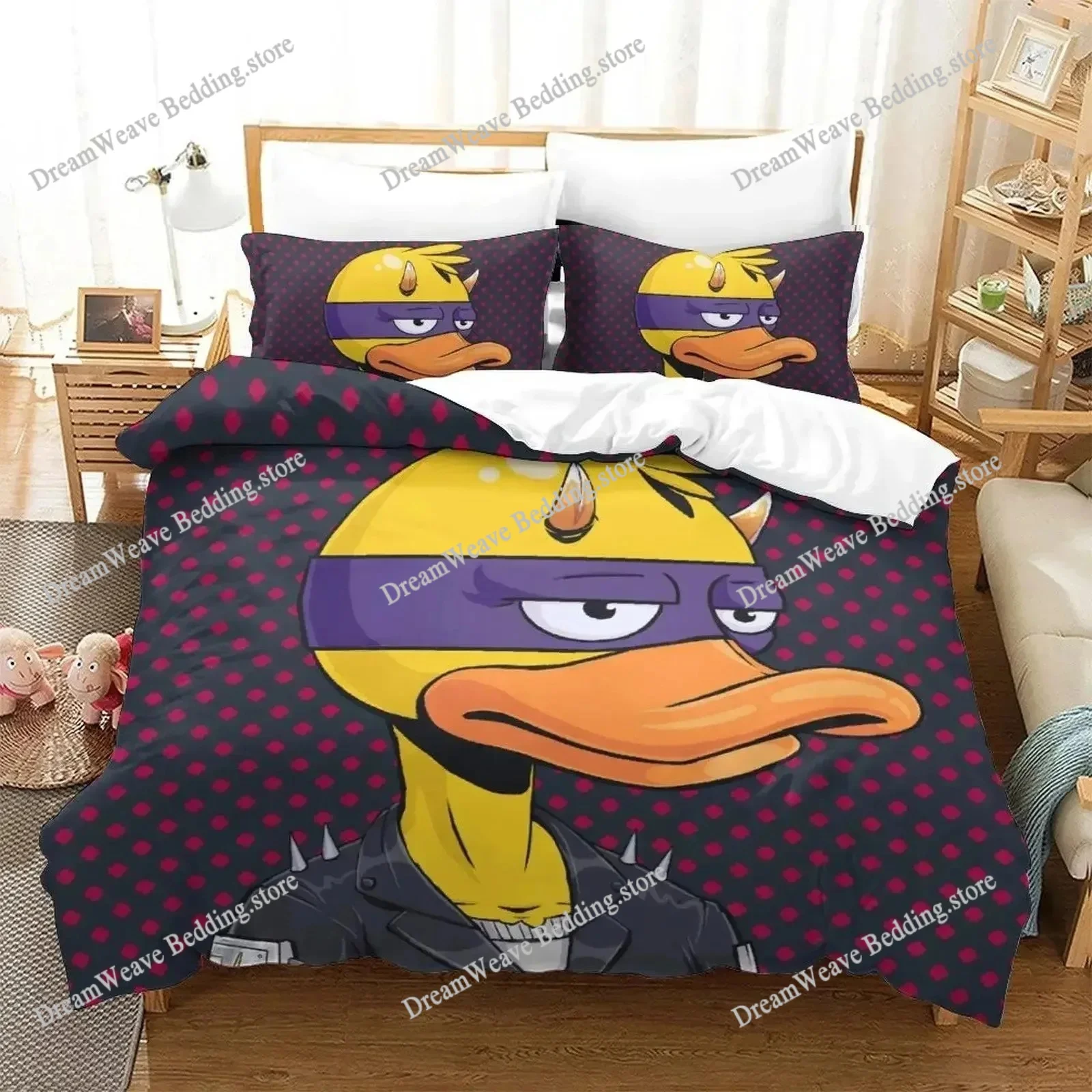 

Anime Quackity Duck Bedding Set Boys Girls Twin Queen Size Duvet Cover Pillowcase Bed Boys Adult Fashion Home Textileextile