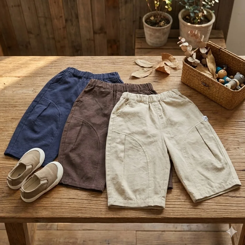 

SeasonSea Summer Baby Boys Cotton Linen Shorts Toddler Loose Harem Pants Solid Casual Kids Soft Breathable Trousers
