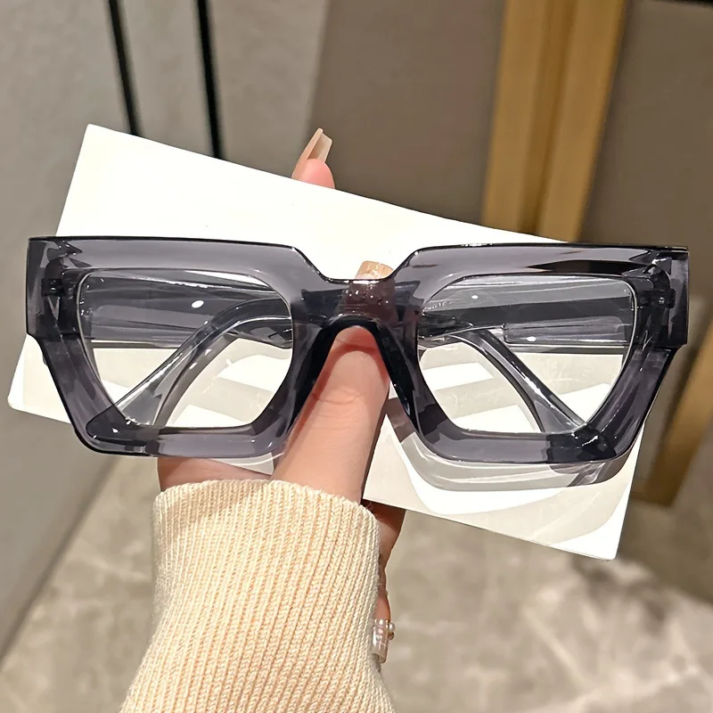 New Fashionable Thick Frame Square Glasses Daily Use Of Computer Protective Glasses Leisure Cat Eye Anti Blue Light Flat Mirror view 3