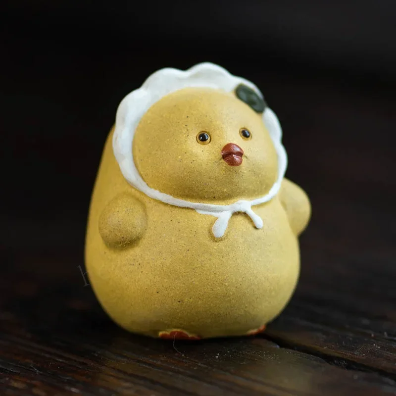 

Yixing Handmade Chick Sculpture Purple Clay Tea Pet Chinese Lucky Yellow Chicken Statue Ornaments Home Tea Set Decoration Crafts