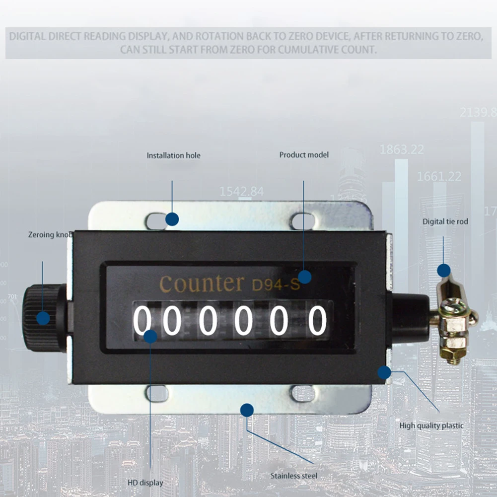 Manual Counter Mechanical Counter Resettable Tally Counter 5 Digit Display 82g/2.9oz Accessories D67F Mechanical