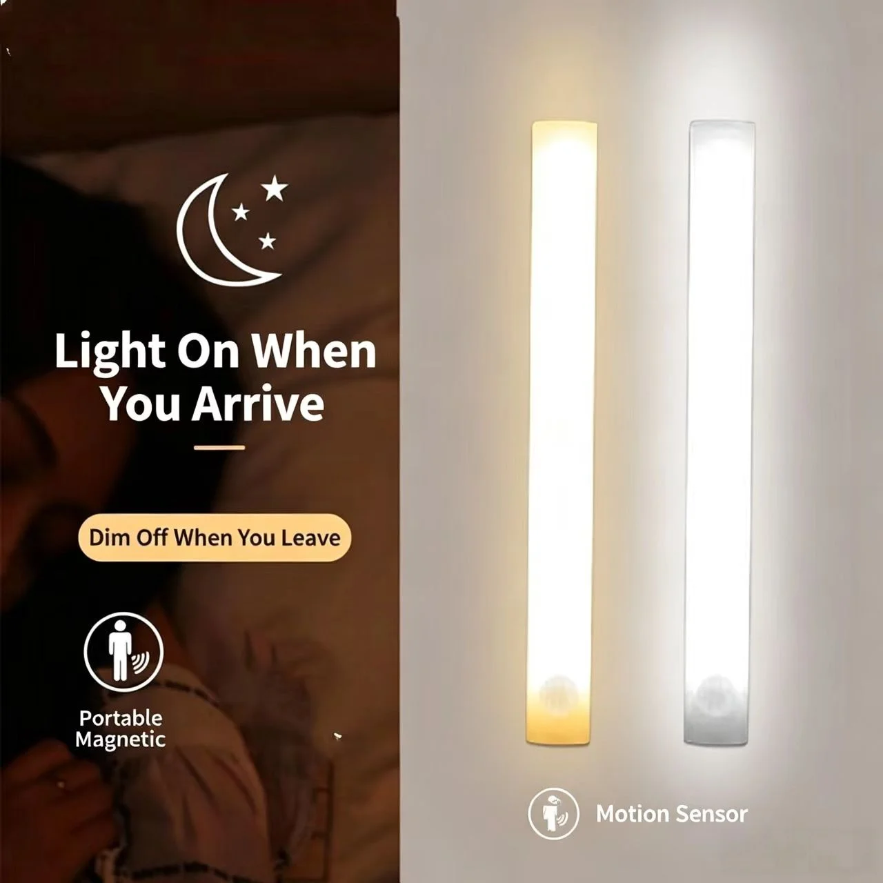 20cm Residential Lamp Wireless LED Night Light Rechargeable Motion Sensor Light Cabinet Lamp Wardrobe Light Closet Light