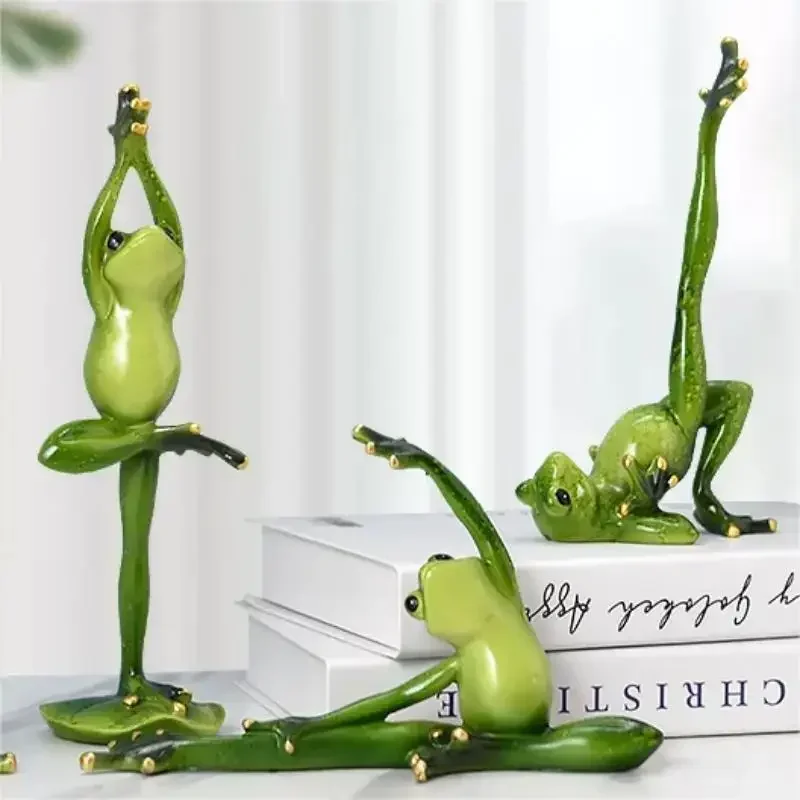 Yoga Frog Figurines Frog Decoration Couple Frogs Sport Frogs Desktop Ornaments Resin Art Crafts for Home Decoration