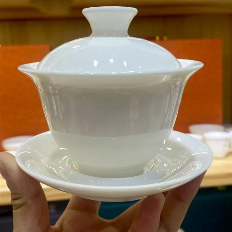 

【B6R-Sale】Tea Tureen Tea Bowl With Lid Kit Tea Maker Cover Bowl Tea Set Collection Sheep Fat Jade White Porcelain Aesthetic