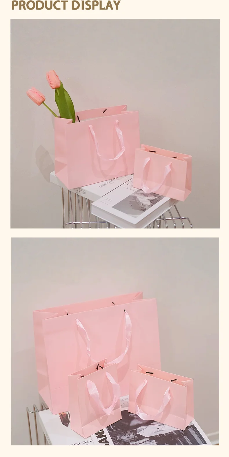 10 Stück rosa Kleidertaschen, Geschenktüten für Feiertage, Geburtstagsfeiern, Geschenkverpackungstaschen, mit Möglichkeit, Logo zu drucken – Detail 5