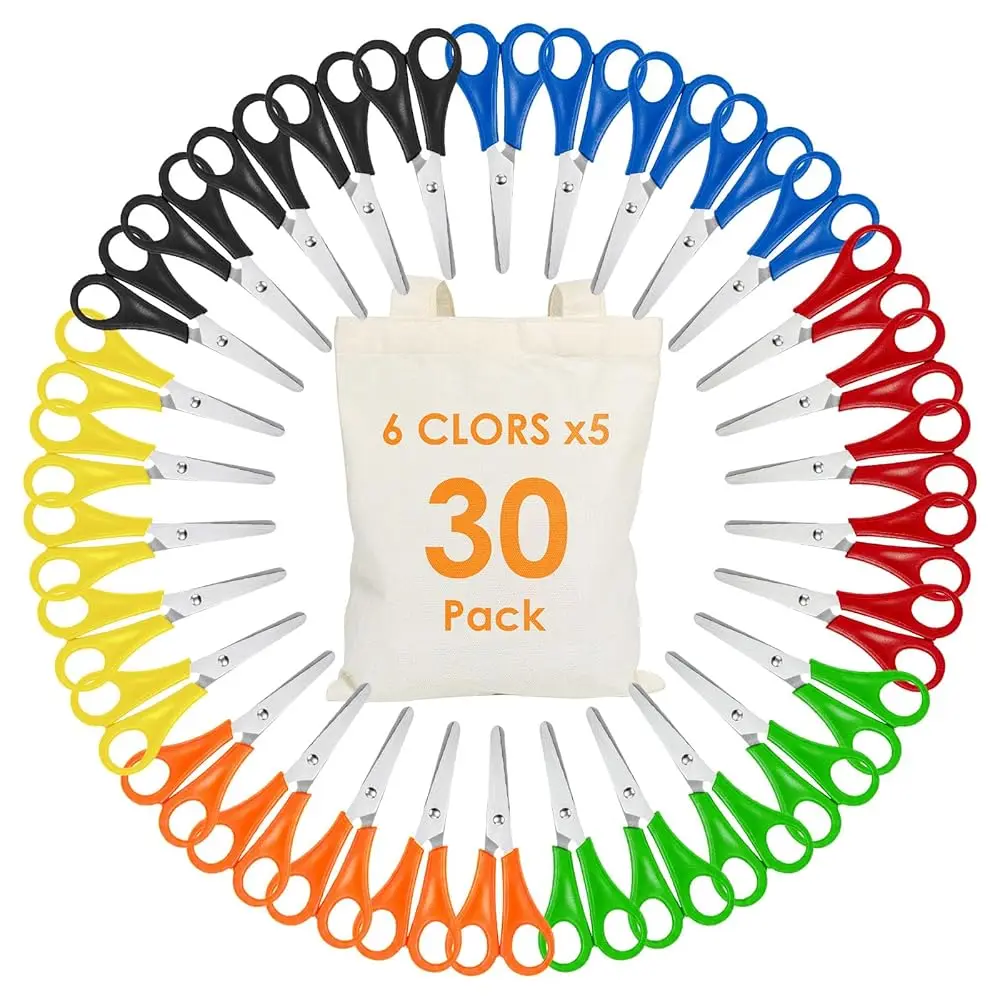 

Набор из 30 детских ножниц 5 дюймов оптом - Тупые ножницы для детей с лезвиями из нержавеющей стали и удобными ручками, в комплекте (не включая)