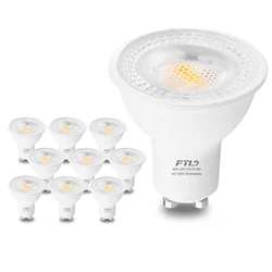 10-Pack GU10 LED Bulbs Dimmable 6W 600LM Spotlight 3000K Warm White, 60W Halogen Replacement, Dimmable 40 Degree