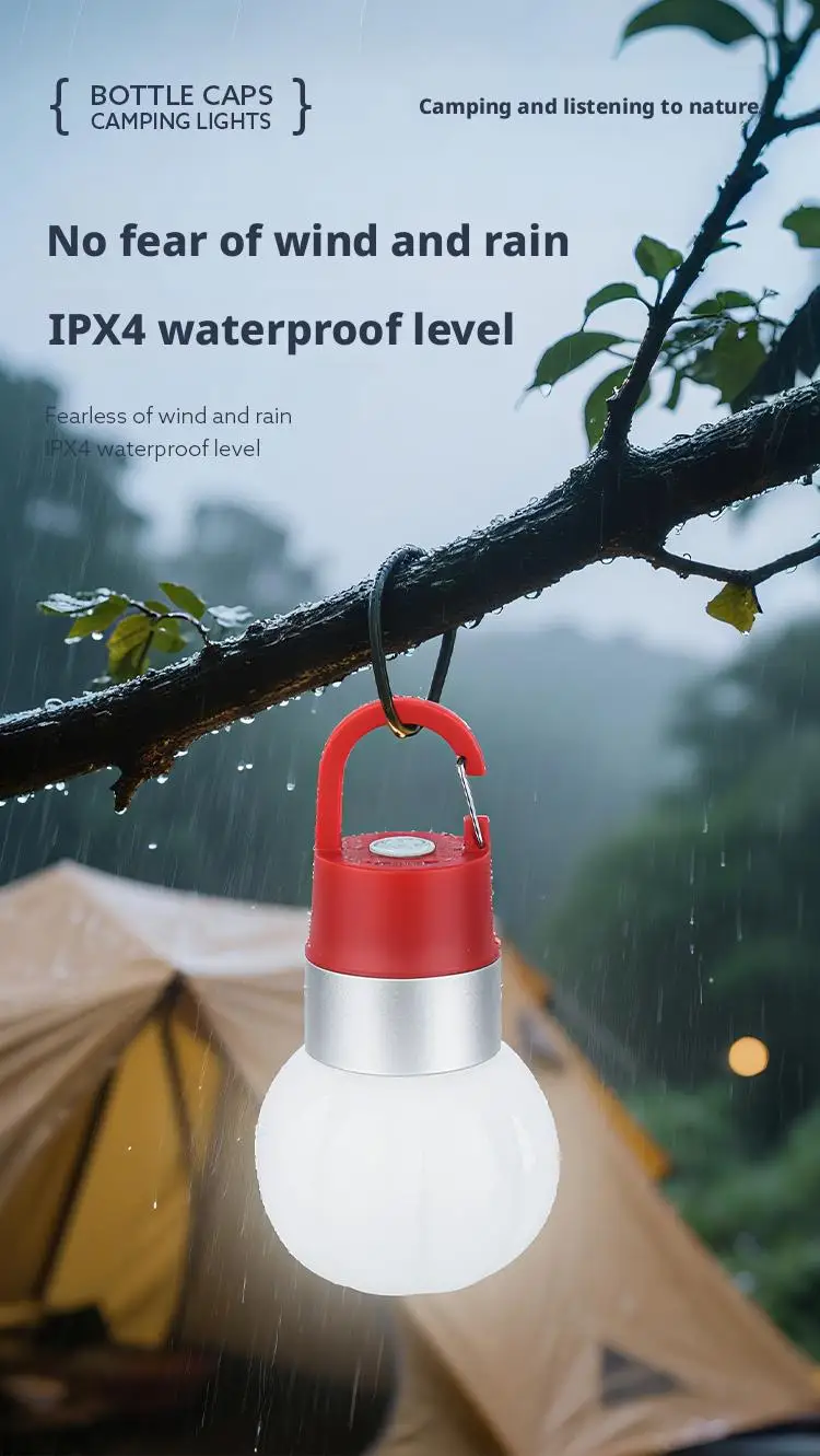 Multi-Functional Outdoor Camping Atmosphere Light Portable Flashlight with Hook Detachable Bottle Cap Light Emergency Lantern