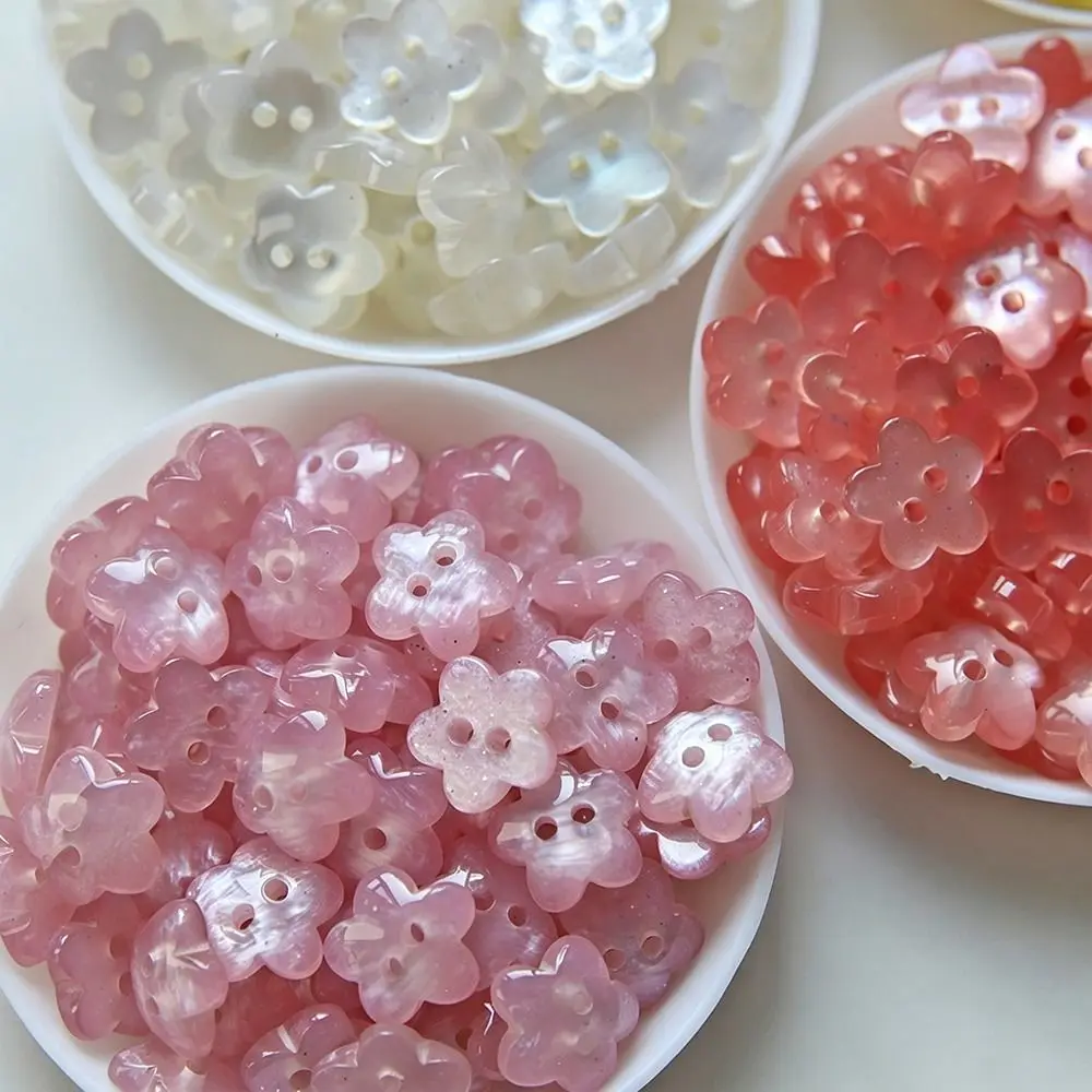 50pcs Plastic Material Three-Dimensional Flower Buttons 11mm Diameter 50pcs Pack Plum Blossom Buttons Mini Size