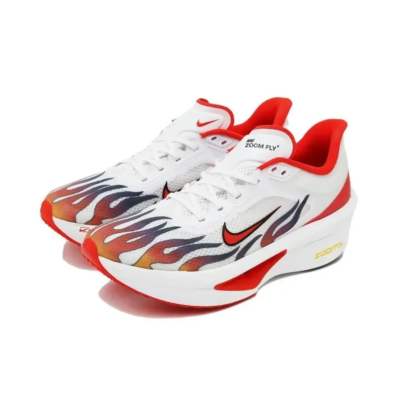 

Nike Zoom Fly 6, карбоновая пластина для мужчин и женщин, белые, красные, противоскользящие, амортизирующие, спортивные кроссовки на толстой платформе, HQ3498-100