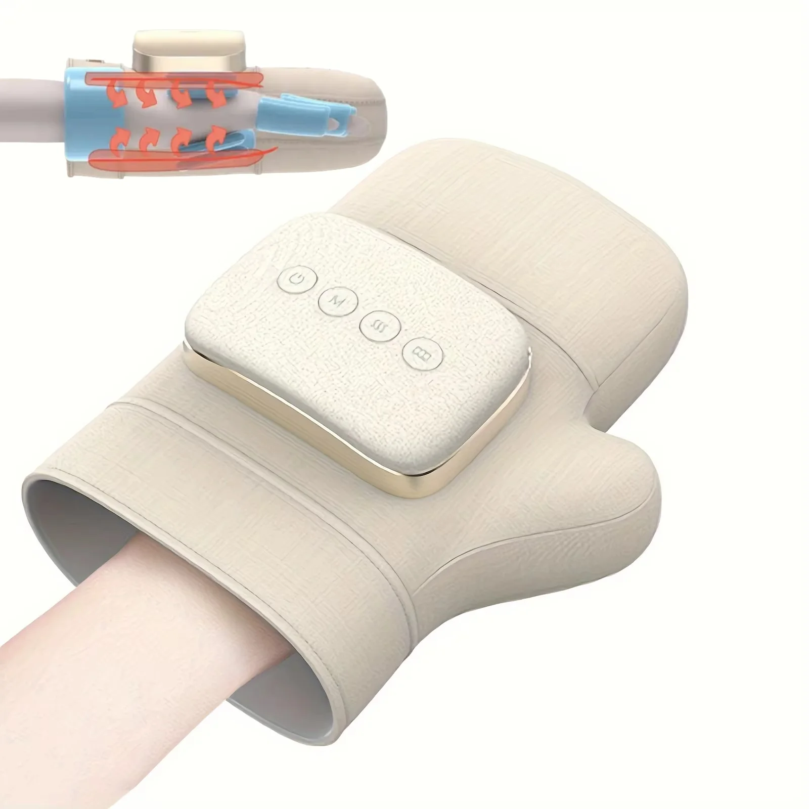 

Wireless Hand Massager ｗith Airbag Compression&Kneading USB Charging Warm Heating Cordless Glove Massager Device ABS Material