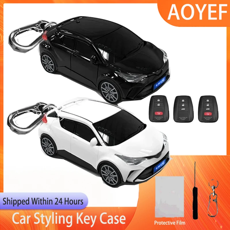 

For TOYOTA CHR Car Model Key Case for Toyota Corolla Rav4 Camry 70 Prado RAV 150 Remote Smart Car Key Cover Fob Keychain Ring