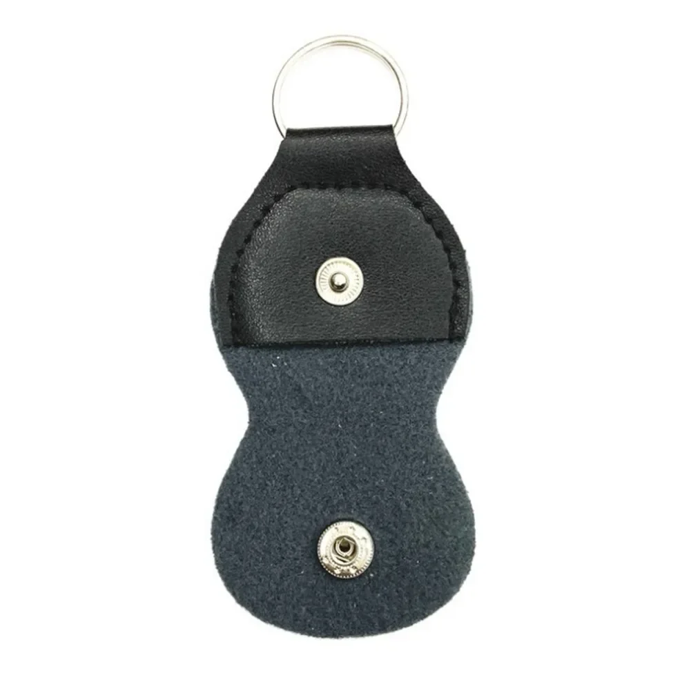 3 Guitar Picks + Guitar Picks Holder Guitar Ukulele Bass Plectrum Pick Holder PU Leather Case Keyring Bag W/ 3 Picks