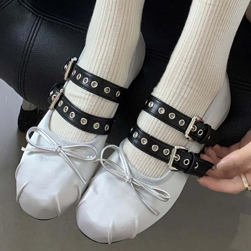 2024 Round Toe Ladies Ballet Flats Pink Back Strap Women Lolita Casual Outside Atutmn Fashion Slides Female Mary Jane Shoes