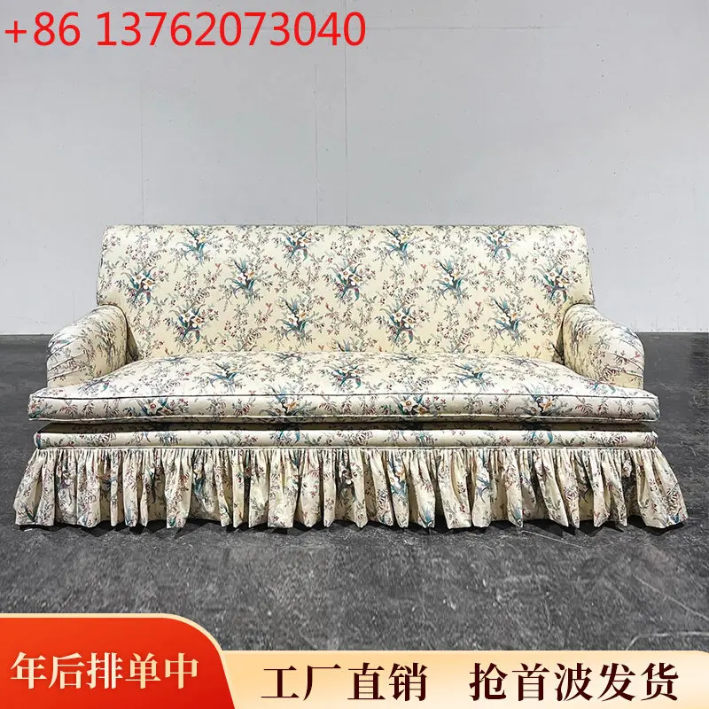 

Xx French retro fabric sofa living room small apartment printed double sofa
