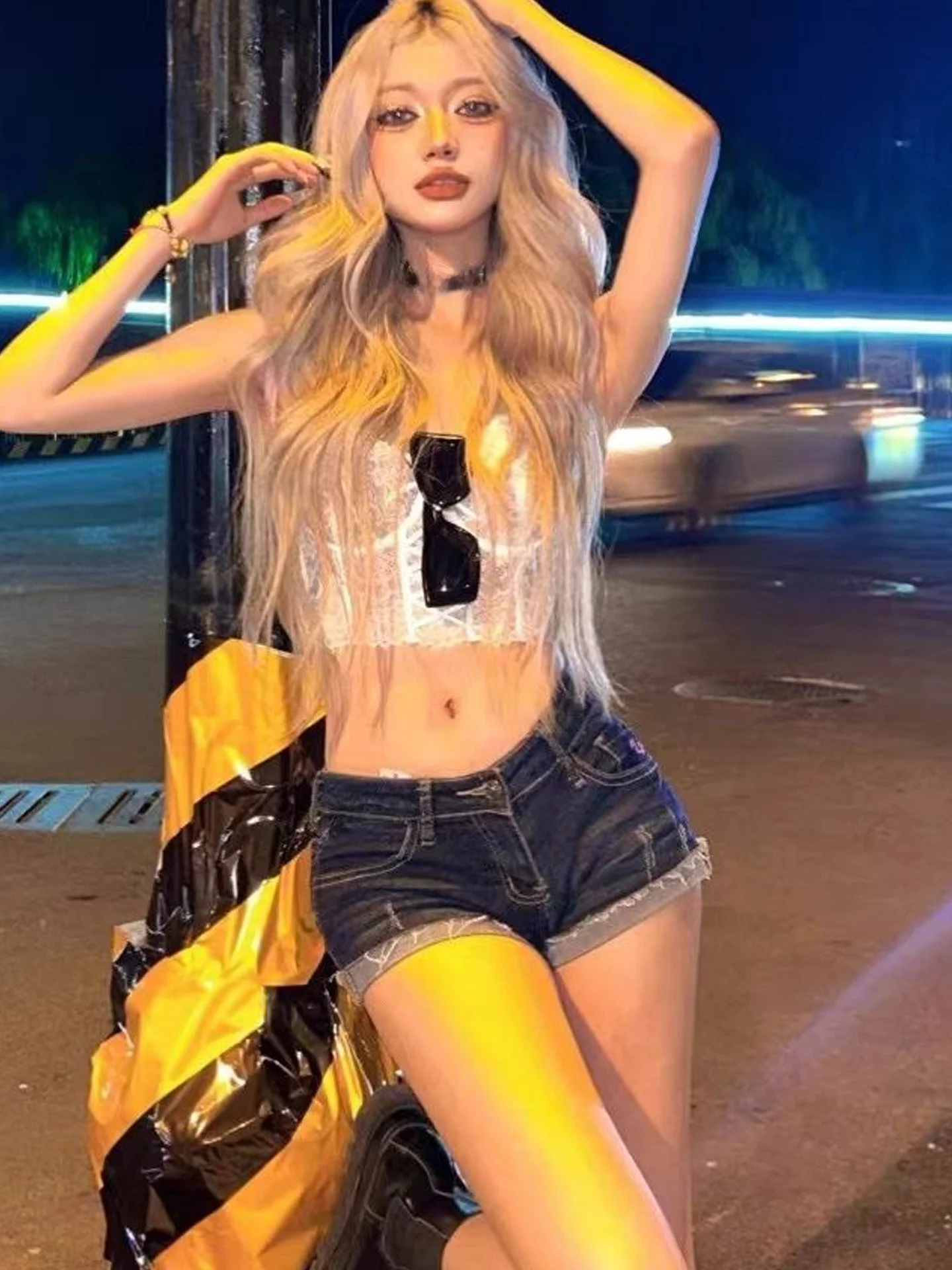 

Женские джинсовые шорты с низкой посадкой в стиле ретро, американские, для стройных фигур, летние, новинка, ультракороткие, эластичные