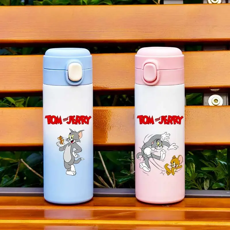 420ML Tom&Jerry Cartoon Vacuum Insulated Cup Portable Gradient Drinking Water Bottle Outdoor Leak Proof Sports Water Bottle