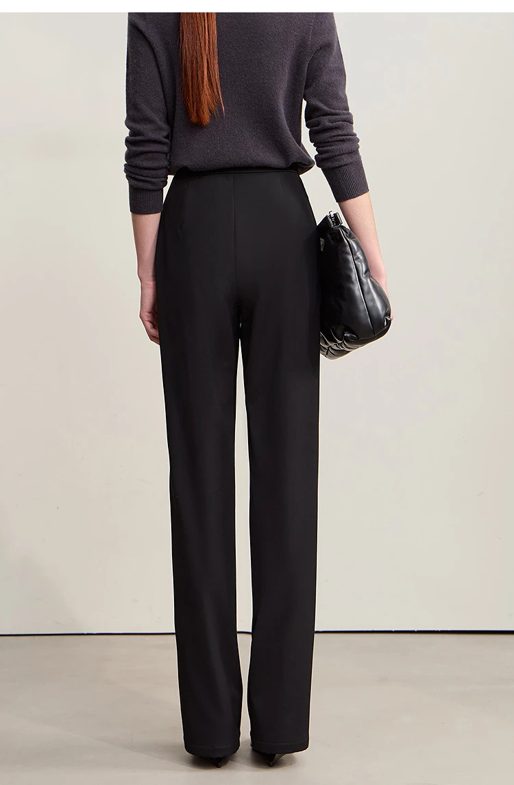 AMII Women Pants 2025 Winter Minimalist Solid Color Commuter Office Ladies Pants Versatile Casual Woven Woman Trousers 12524070