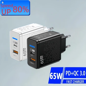65W USB şarj hızlı şarj 3.0 tip C PD hızlı şarj cep telefonu adaptörü Samsung Xiaomi iPhone 14 duvar şarj