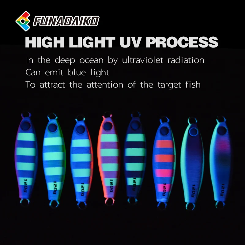 FUNADAIKO 2pcs 40g 60g 80g 100g 120g 150g Pesca Slow Jig Shore Jigging Lure Sea Fishing Lures Bait Glow Slow Fall Fishing Lure view 5