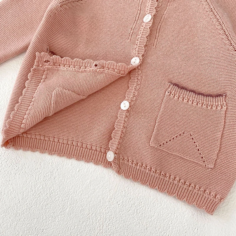 Newborn Baby Girls Long Sleeve Knit Cardigan Coat Autumn New Infant Kids Baby Girls Sweet Solid Color Children Clothes Coat