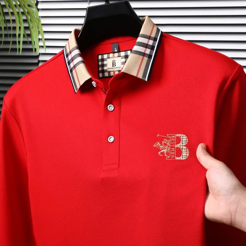 Autumn and Winter New Cotton Long Sleeved Men\'s Polo Shirt Lapel T-shirt Designer Chest Badge Embroidery Thin Breathable Top