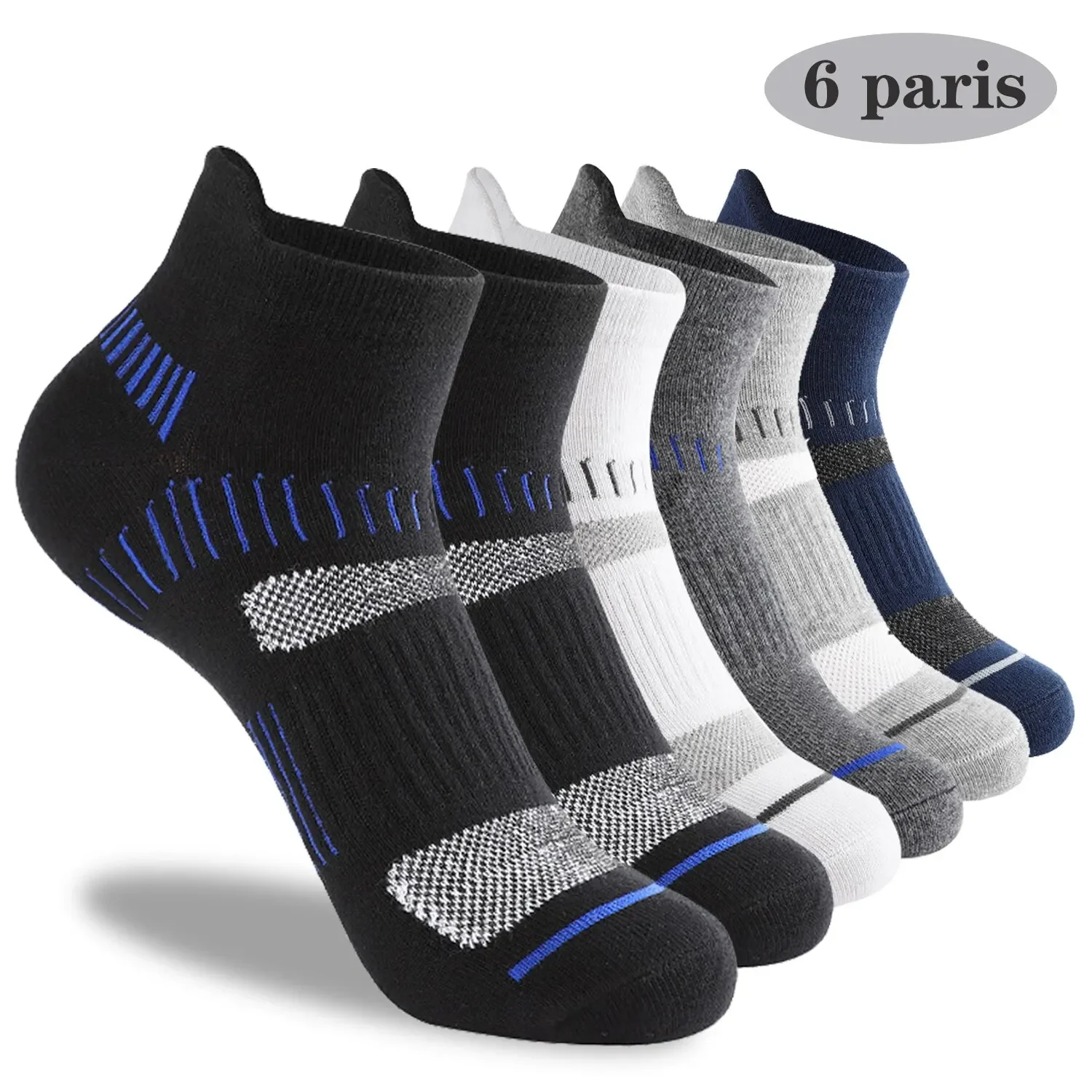 

6 Pairs/Lot Sport Men Running Socks Cotton Sweat Wicking Deodorant Sports Low Cut Socks Running Ankle Socks Set For Men Coospo