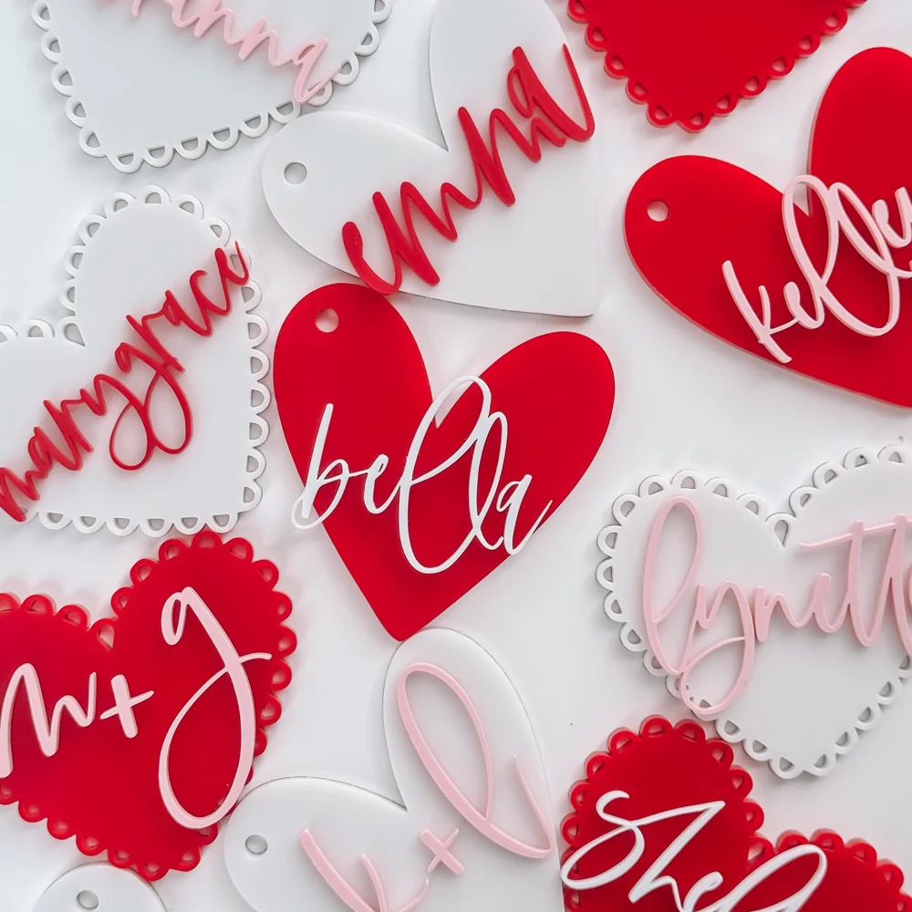 1/5 قطعة اسم شخصي سلة هدايا عيد الحب علامة هدية عيد الحب علامات القلب سلة اسم القلب علامات فقط العلامات