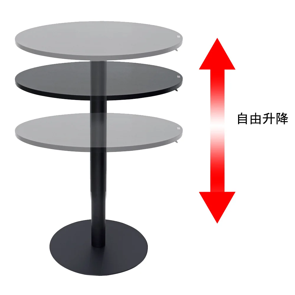 Height-Adjustable Dining Table with Round Surface and Aluminum Base