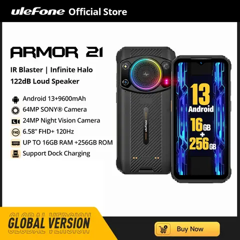 Ulefone 글로벌 러기드 스마트폰, 안드로이드 13 G99 휴대폰, 아머 21, 16GB RAM, 256GB ROM, 64MP, 9600mAh