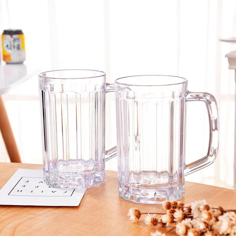 500ML Transparent Beer Mug Acrylic Plastic Unbreakable Milk Coffee Juice Water Cup Barware Drinkware for Home Party Bar Karaoke