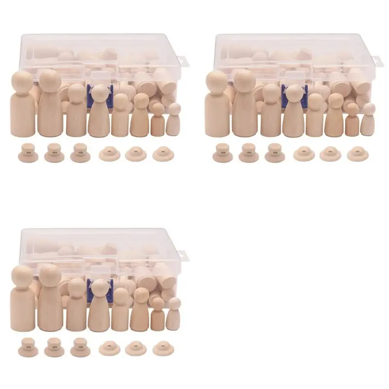 

Wooden Peg , 168PCS Unfinished Decorative DIY Angel Tiny Bodies Painted Natural Wooden People With Hats