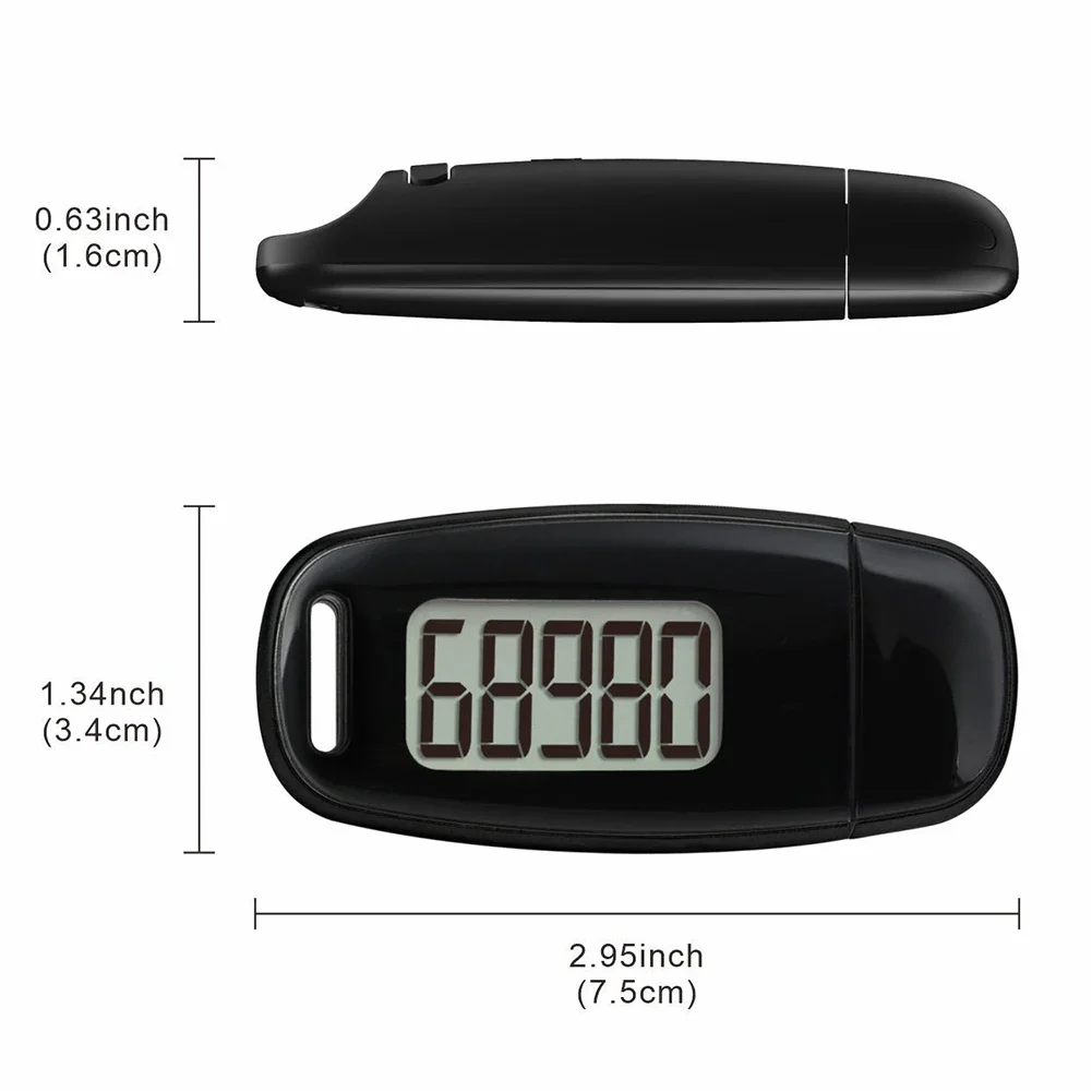 3D Pedometer Portable Digital Pedometer USB Rechargeable Electronic Pedometer with Clip and Strap  Adults  Seniors