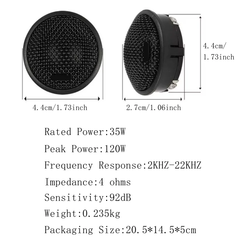 1 Pair 12V MAX 120W Universal Car Tweeter Speakers Music Stereo Efficient High-efficiency Mini Dome Silk Film Speaker Components