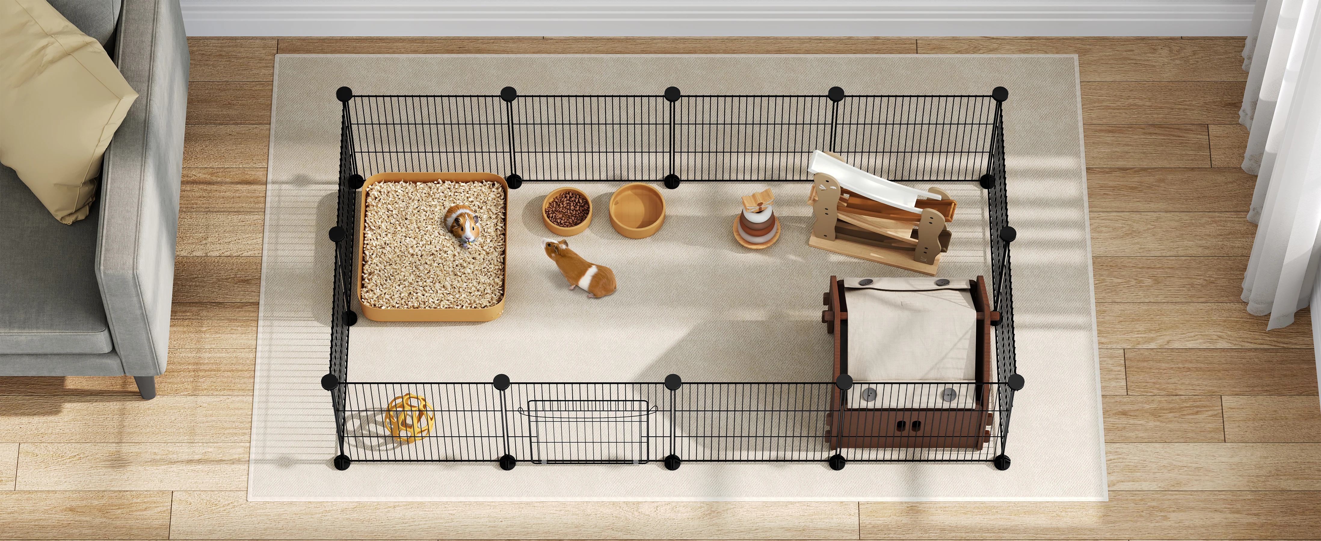 EUGAD DIY Haustierzaun, faltbarer Hundekäfig, Schlaf- und Spielhaus für Welpen, Kaninchen, Meerschweinchen, Hunde, Katzen, für Training und Freilauf im Freien – Detail 4